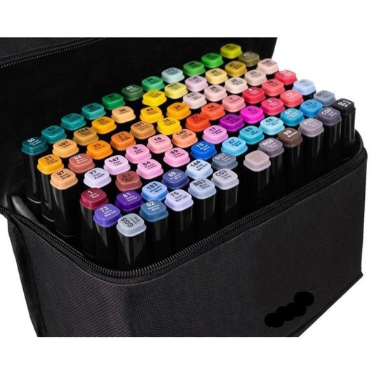 80-Pack Double-Sided MultiColor Marker Pens with Case