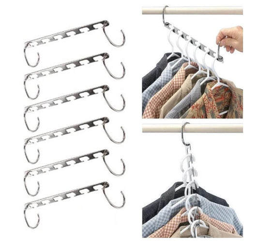 Silver Clothes Hanger Organizer with Connection Hook