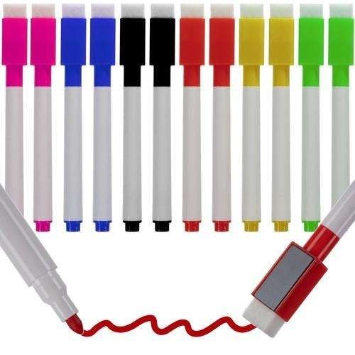 12-Pack Whiteboard Pens with Eraser and Magnet, MultiColor