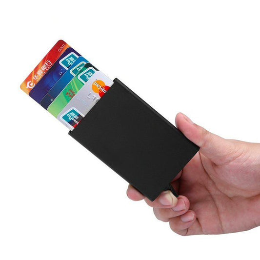 Aluminum Pop-Up Card Holder RFID-Safe Black Case