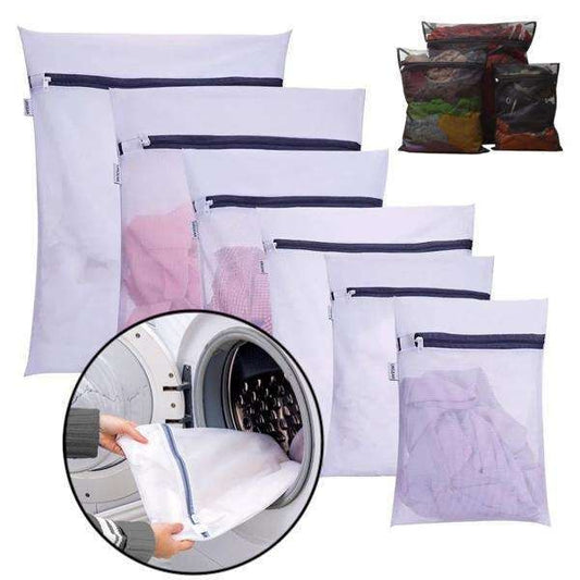 5pcs White Laundry Bags, 2 Sizes - Organize and Protect Clothes