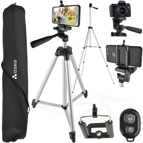 Phone Tripod Black, Mobile Camera Stand & Selfie Stick with Adjustable Height