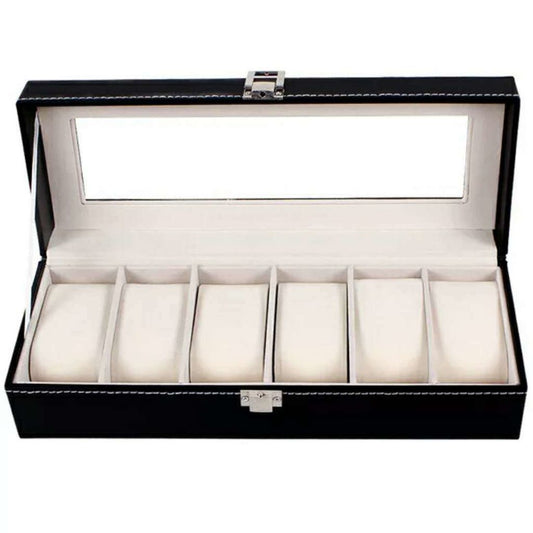 6 Watch Box Luxury Storage Case, Black, compatible with Urbox