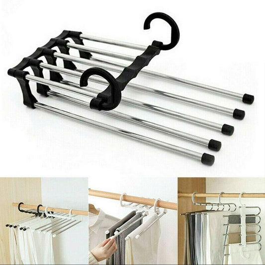 5-Pants Hanger Organizer with Connection Hook, White