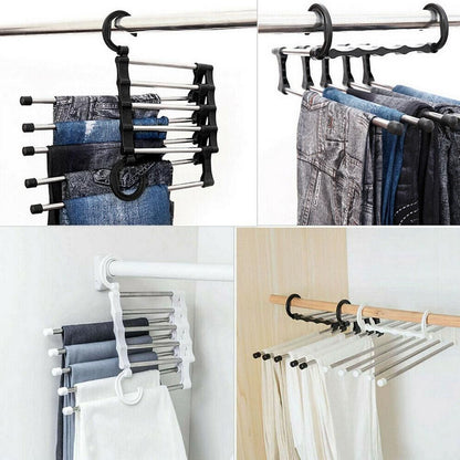 5-Pants Hanger Organizer with Connection Hook, White
