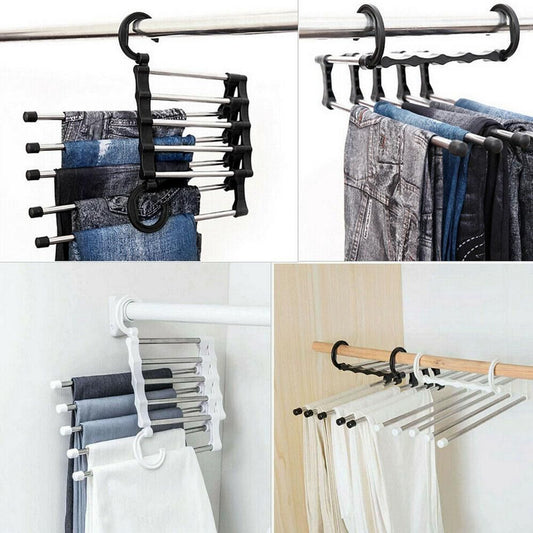 5-Pants Hanger Organizer with Connection Hook, White