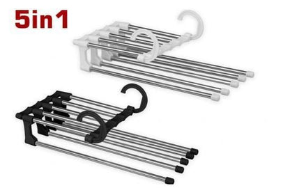 5 Clothes Hangers for Pants with Connection Hook, Black