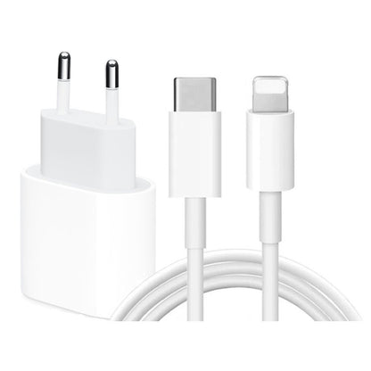2pcs Fast Charger with USB-C to Lightning Adapter 20W, 2m Cable White