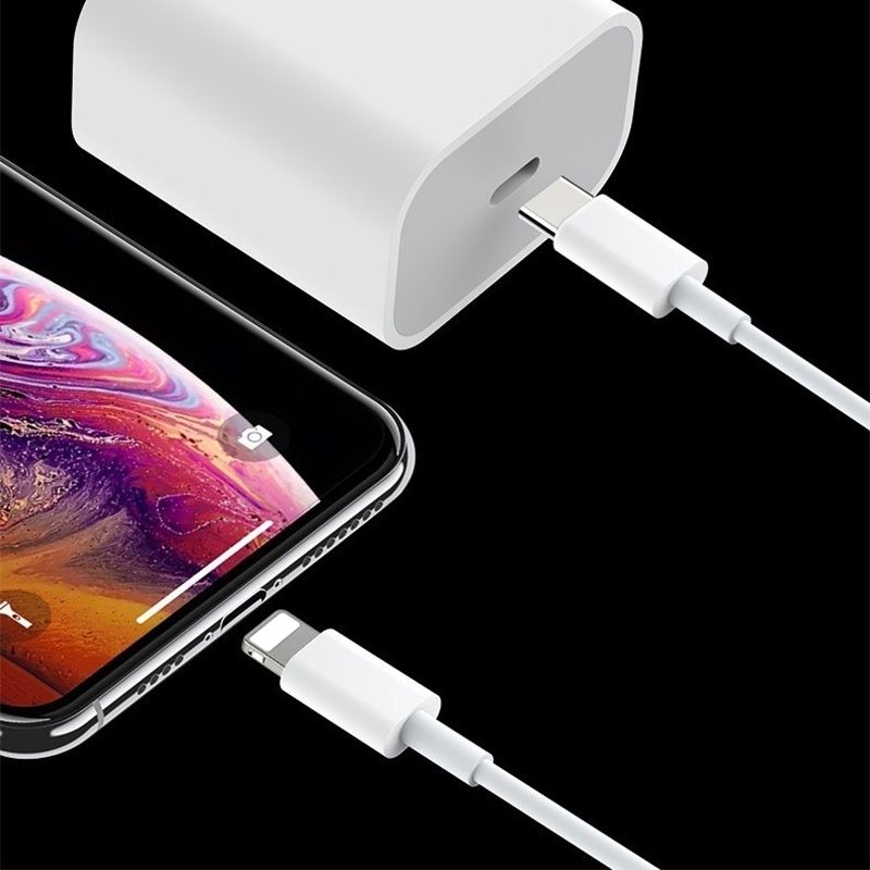 2pcs Fast Charger with USB-C to Lightning Adapter 20W, 2m Cable White