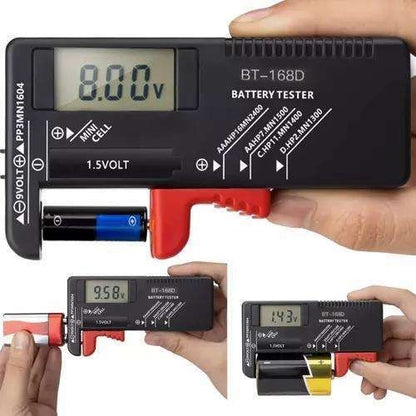 Battery tester with LCD display, black