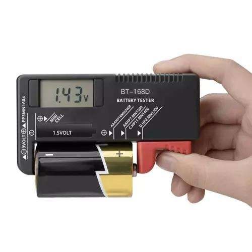 Battery tester with LCD display, black