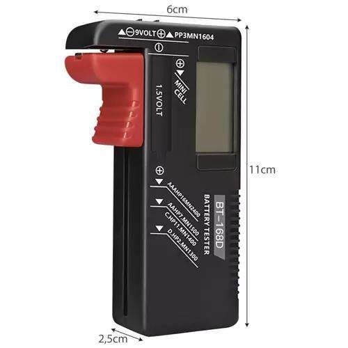 Battery tester with LCD display, black