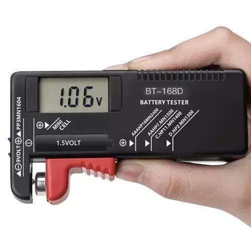Battery tester with LCD display, black