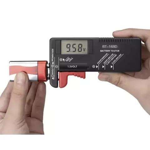 Battery tester with LCD display, black