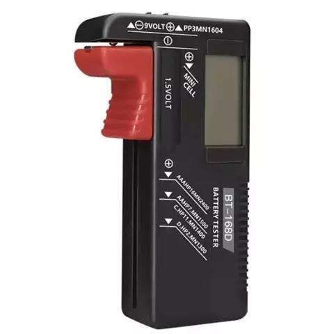 Battery tester with LCD display, black