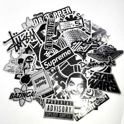 50pcs Waterproof Metal Stickers for Laptop Skate Fashion Graffiti, MultiColor