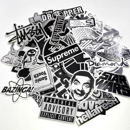 50pcs Waterproof Metal Stickers for Laptop Skate Fashion Graffiti, MultiColor