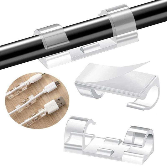 20-pack Cable Holder Self-Adhesive Cable Clips, Large Transparent