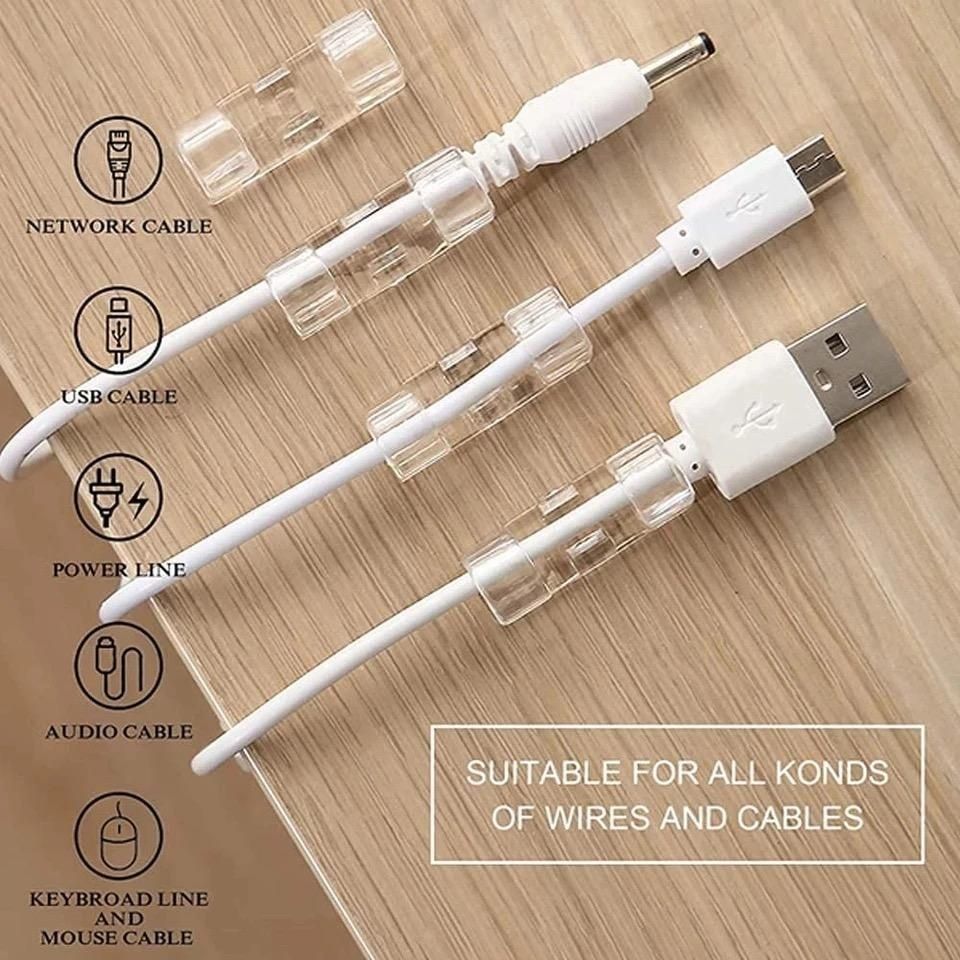 20-pack Cable Holder Self-Adhesive Cable Clips, Large Transparent