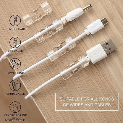 20-pack Cable Holder Self-Adhesive Cable Clips, Large Transparent