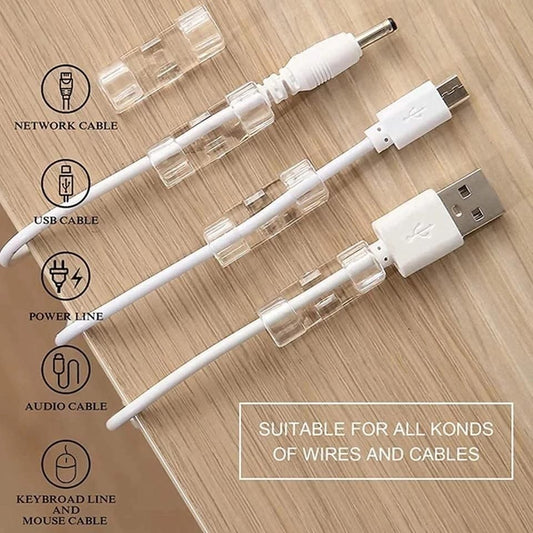 20-pack Cable Holder Self-Adhesive Cable Clips, Large Transparent