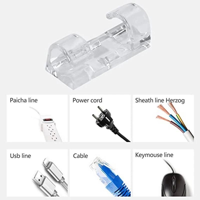 20-pack Cable Holder Self-Adhesive Cable Clips, Large Transparent