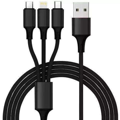 3-in-1 Charging Cable Micro USB Lightning Type-C, Black