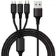 3-in-1 Charging Cable Micro USB Lightning Type-C, Black