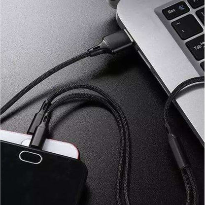 3-in-1 Charging Cable Micro USB Lightning Type-C, Black