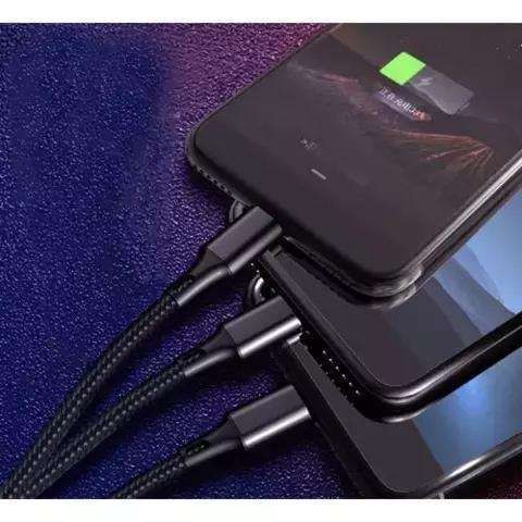 3-in-1 Charging Cable Micro USB Lightning Type-C, Black