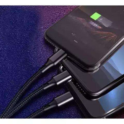 3-in-1 Charging Cable Micro USB Lightning Type-C, Black