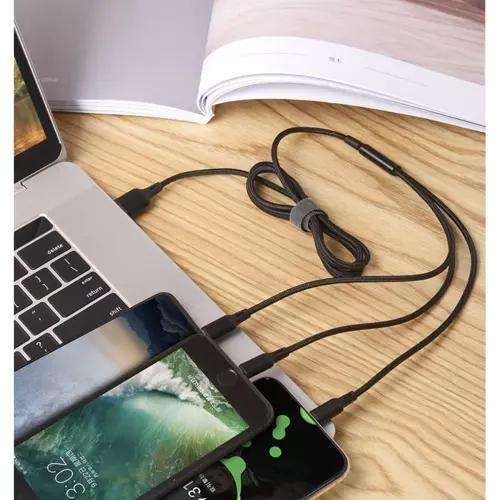 3-in-1 Charging Cable Micro USB Lightning Type-C, Black