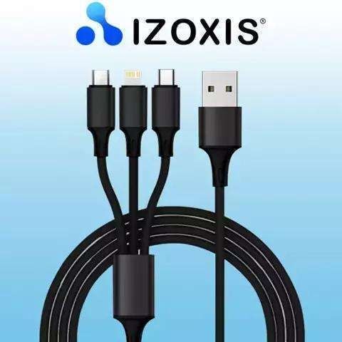 3-in-1 Charging Cable Micro USB Lightning Type-C, Black