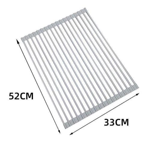 Foldable Stainless Steel Dish Rack, Silver