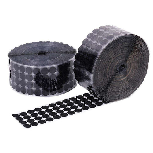 1500 pairs Round Self-Adhesive Velcro Black, 12mm