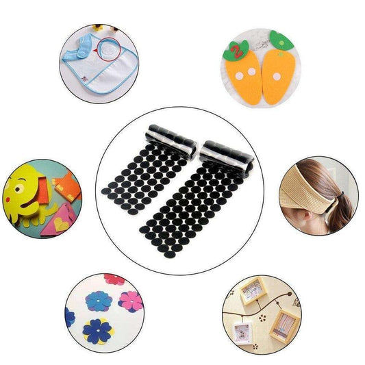 1500 pairs Round Self-Adhesive Velcro Black, 12mm
