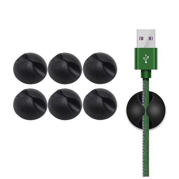 6-Pack Self-Adhesive Round Cable Holders, Black