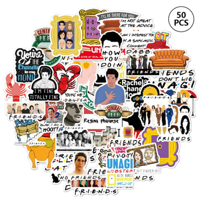 50pcs Fashion Graffiti Stickers, Waterproof for Laptop & Skateboard, Compatible with Friends