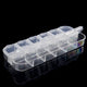12-compartment transparent storage box, 13 x 5 cm