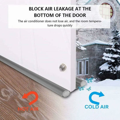 1 Pack Double Insulated Door Draft Stopper Grey Noise and Cold Protection