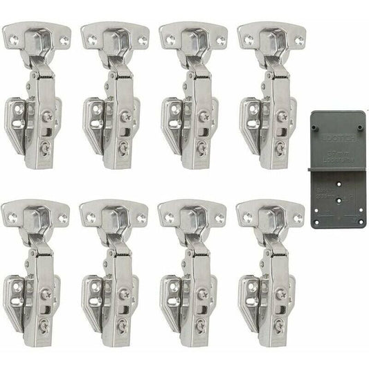 8 Pack 110 Degree Full Overlay Cabinet Hinges with Built In Damper Self Closing for Kitchen Doors