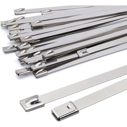 100 Pack Stainless Steel Metal Zip Ties Heavy Duty Silver 120kg Strength, 500 x 7.9mm