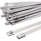 100 Pack Stainless Steel Metal Zip Ties Heavy Duty Silver 120kg Strength, 500 x 7.9mm