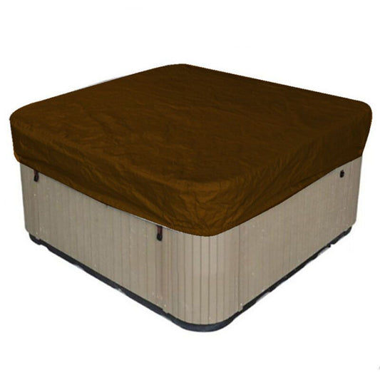 Square Hot Tub Spa Cover Waterproof 190T Polyester Anti Dust Anti UV with Storage Bag Black Coffee, 207 x 207 x 30cm