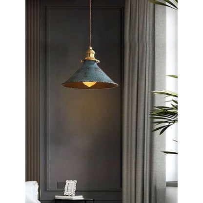Nordic Retro Metal Cage E27 Pendant Ceiling Light Blue Industrial Chandelier, 8.27in Diameter