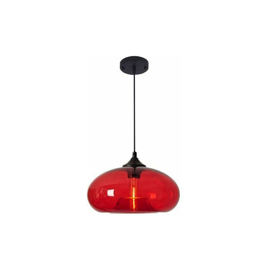 Vintage Industrial Red Glass E27 Pendant Lamp Retro Loft Chandelier for Kitchen Dining Bedroom