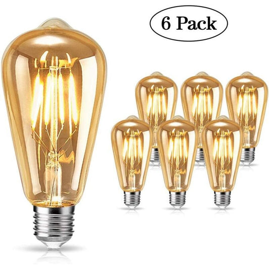 6 Pack E27 LED Edison Bulbs 4W Warm Light Vintage Antique Bulbs for Home Cafe Bar