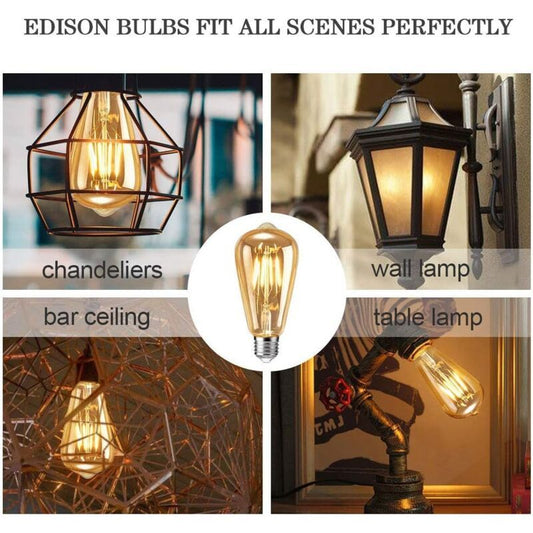 6 Pack E27 LED Edison Bulbs 4W Warm Light Vintage Antique Bulbs for Home Cafe Bar