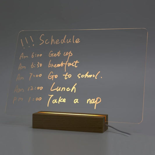 Luminous Transparent Acrylic Writing Board Clear Memo Message Frame Office Decoration, 30 x 20cm