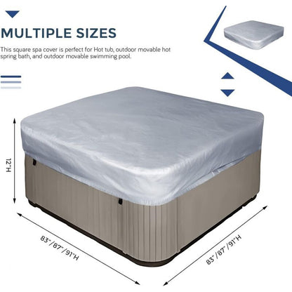 Square Grey Replacement Hot Tub Spa Cover Waterproof UV Protection, 200 x 210cm